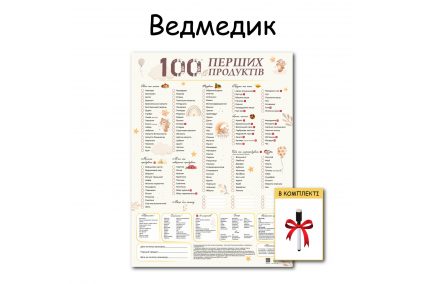 Планер "Ведмедик" магнітний 100 перших продуктів