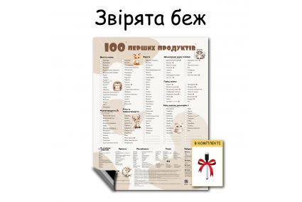 Планер "Зверята" магнитный 100 первых продуктов