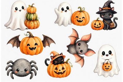 Фетр м'який з візерунком "Helloween. Привид-Привид (з кажаном)"