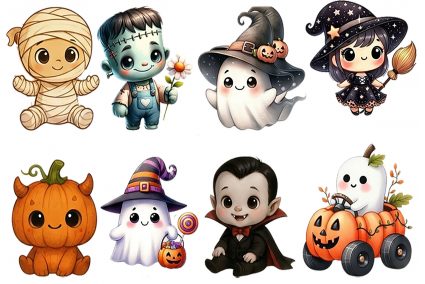 Фетр м'який з візерунком "Helloween. Мумія-Привид на білому"