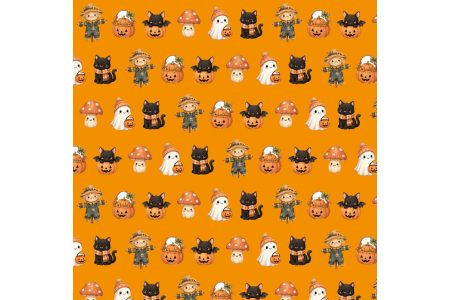Фетр мягкий с узором "Helloween. Принт мелкий