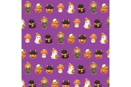 Фетр м'який з візерунком "Helloween. Принт дрібний