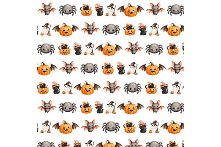 Фетр мягкий с узором "Helloween. Принт мелкий летучая