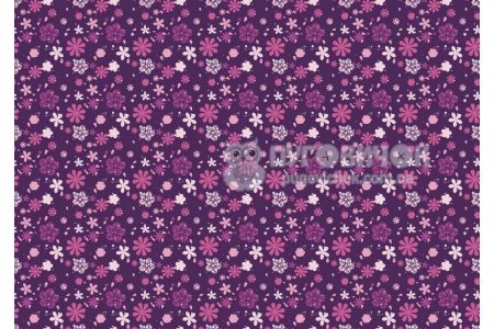 Фетр м’який з візерунком “Квіти фіолетово-рожеві на фіолетовому”