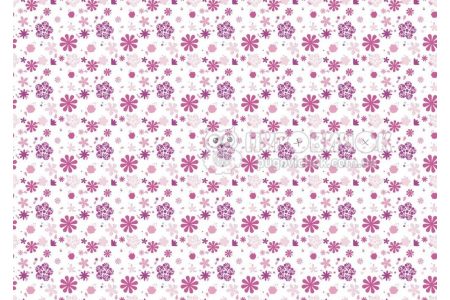 Фетр мягкий с узором “Цветы фиолетово-розовые на белом”