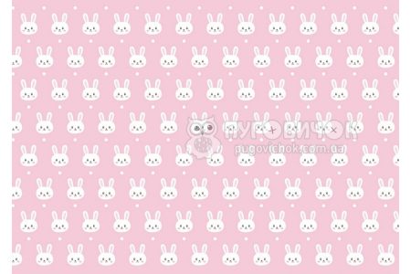 Фетр м’який з візерунком "Кролики білі на рожевому"