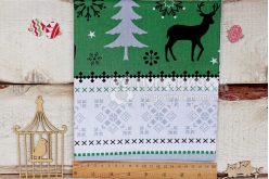 Ткань польская "Скандинавский орнамент серо-зеленый" на белом